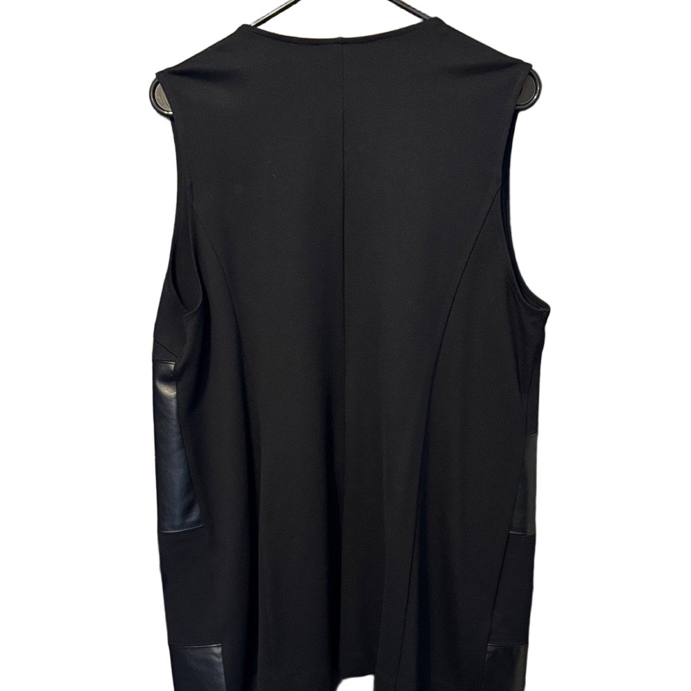 Chico's Long Black and Faux Leather Knit Sleeveless Vest - Picture 3 of 3